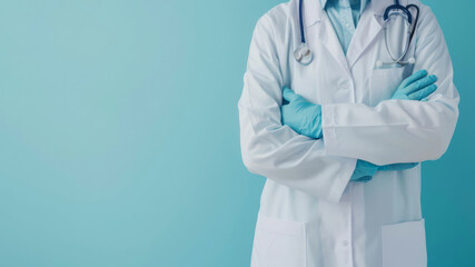 Medical professional in a white lab coat. Health, Medic and Medicare concept