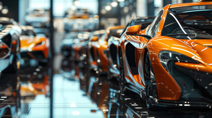luxury cars in showroom 