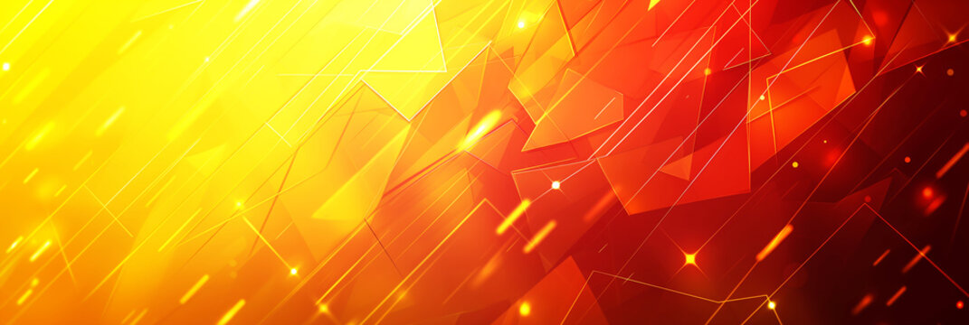 Technology abstract fractal lines background with low poly pattern, yellow orange and black color.	
