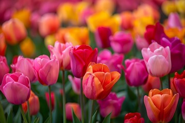 Fototapeta premium Colorful tulip fields, background image