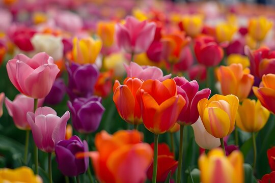 Colorful tulip fields, background image