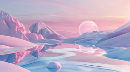 Alien Landscape with Pink Dunes - 773893530