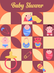 Abstract creative background and baby shower celebration cute little vector illustration.