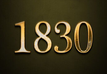 Old gold effect of 1830 number with 3D glossy style Mockup.	 - obrazy, fototapety, plakaty