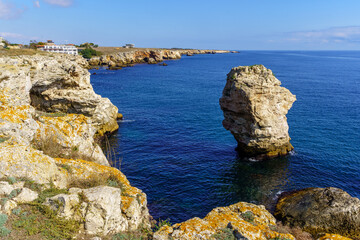 Cliffs on the coast of Tyulenovo village