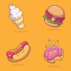 Fast food illustration set. Vector Fast Food