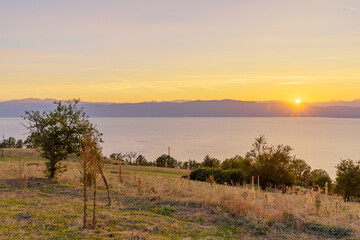 Sunset view of Lake Ohrid,