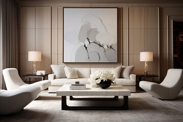 Neutral Elegance: Modern Art Gallery Living Room Design