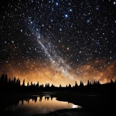 Naklejka premium Night sky, stars and space.