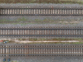 Three Straight Train Tracks Rails