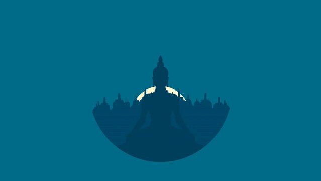 Happy Vesak Day Flat Illustration Animated