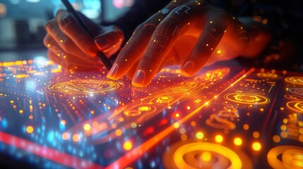 Business hands working on digital table and laptop analyzing network online data and economic growth graph chart, Business innovation technology concept.