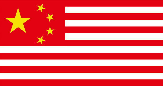 Usa or American and China flags pact or relationships concept