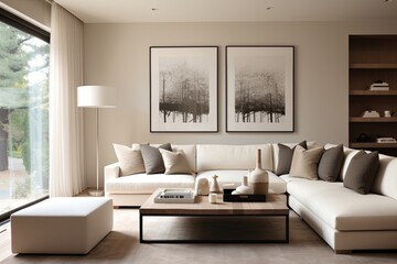 Neutral Zen: Contemporary Living Room Ideas with Serene Atmosphere and Clean Lines
