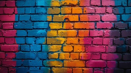 Colorful Brick Wall Texture Background in Urban Setting
