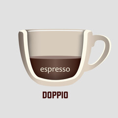 Doppio coffee type vector icon isolated on white background