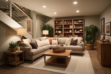 Plush Comfort: Cozy Living Room Vibes in a Basement Space