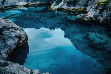 Water On Rocks. Cold Crystal Stream Among Icelandic Rocks