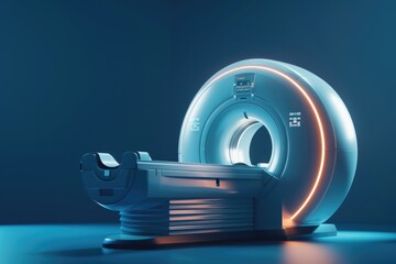 3D Imaging. MRI Machine in a Dark Blue Background for Medicine and Technology Concepts