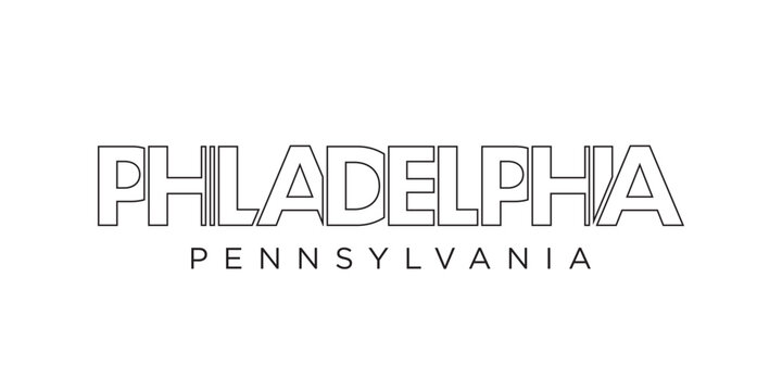 Philadelphia, Pennsylvania, USA typography slogan design. America logo with graphic city lettering for print and web.