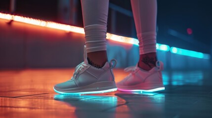 Illuminated LED Sneakers at Night