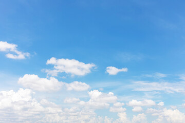 Blue sky background and white clouds soft focus, and copy space horizontal shape. - 773899508