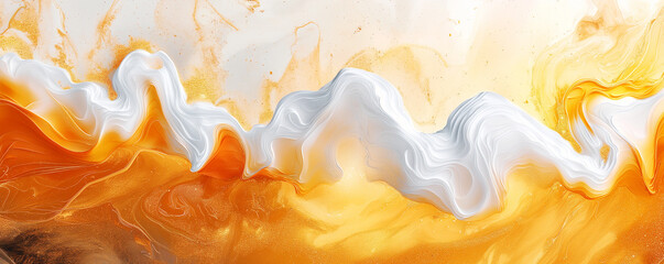 White and orange color splash - abstract background