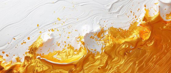 White and gold color splash - abstract background