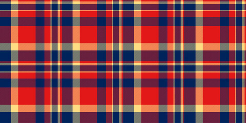 Old-fashioned background vector pattern, female check seamless fabric. Scenery texture plaid tartan textile in blue and red colors.