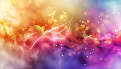 An abstract colorful cloud with golden glitz