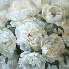 Flower Power White Peonies in Full Bloom Generative AI