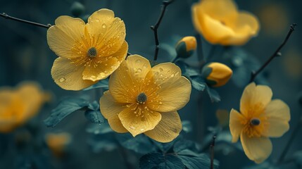 closeup yellow flowers