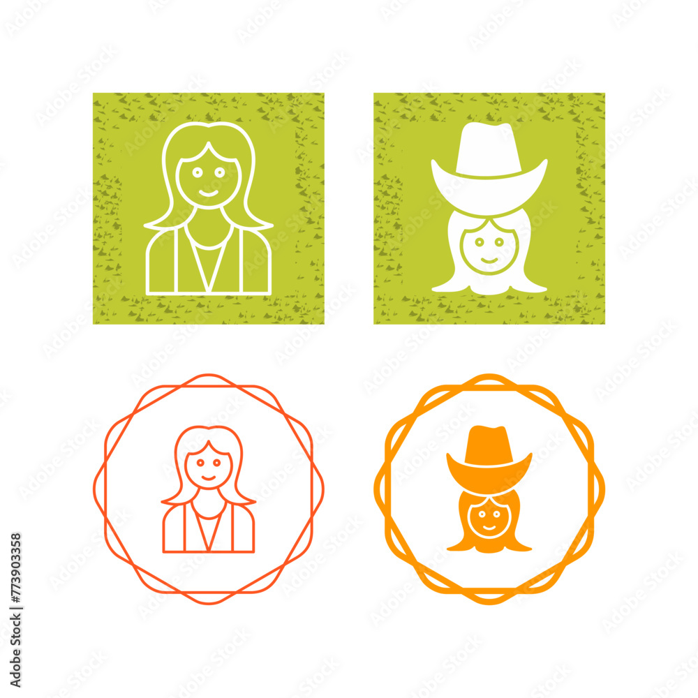 Sticker woman vector icon