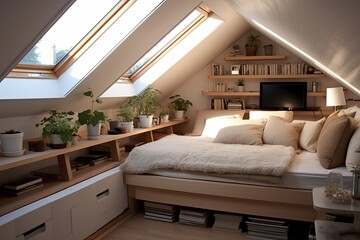 Dreamy Attic Bedroom Decors: Elevated Bed, Storage Solutions & Efficient Design Ideas