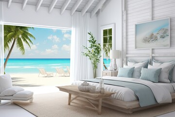 Beachfront Dreams: Inspiring Bedroom Decor with Beach Quotes & Wall Decals - obrazy, fototapety, plakaty