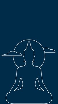 Happy Vesak Day Line Art Style Buddha Portrait