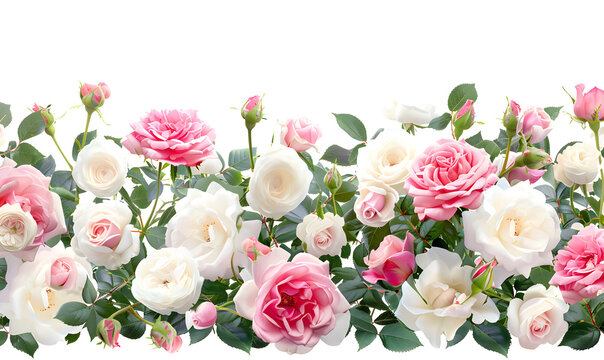 Panoramic view bouquet of roses,Digital draw illustration in watercolor style, Generative AI 