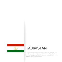 Tajikistan flag background. State patriotic tajik banner, cover. Document template with tajikistan flag on white background. National poster. Business booklet. Vector illustration, simple design