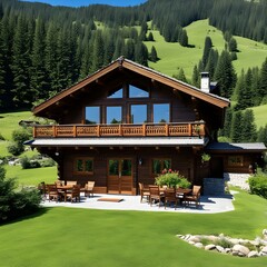 beautiful modern architect house with different floors located and pool in the garden 