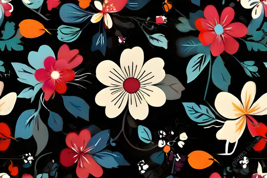 seamless floral background.   design, spring, decoration, summer, art, illustration, Ai generated 