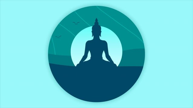 Happy Vesak Day Flat Illustration With Buddha Silhouette Animation