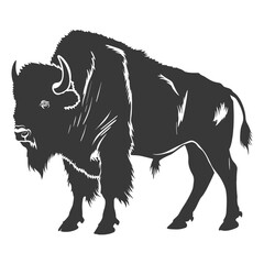 Silhouette bison animal black color only full body