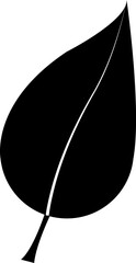 Black leaf icon on isolated white background
