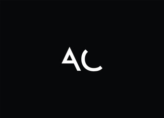 AC  letter design logo logotype icon concept with serif font and classic elegant style look vector illustration