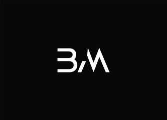 BM Letters Logo Design Slim. Simple and Creative Black Letter Concept Illustration.
