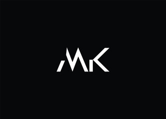 MK Letters Logo Design Slim. Simple and Creative Black Letter Concept Illustration.
