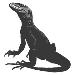 Obraz na płótnie Canvas Silhouette comodo dragon reptile animal black color only full body