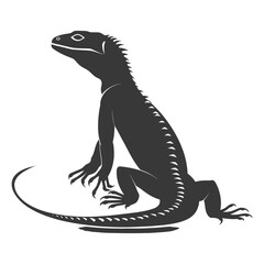 Silhouette comodo dragon reptile animal black color only full body