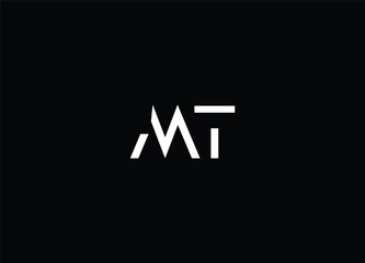 MT Letters Logo Design Slim. Simple and Creative Black Letter Concept Illustration.

