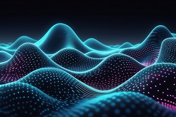 Futuristic Cyber Technology: Pulsating Dots & Flowing Waves - 3D Background